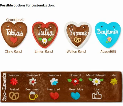 Individual Gingerbread Hearts, 10cm