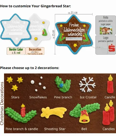 Customized Lebkuchen - Star, 25cm