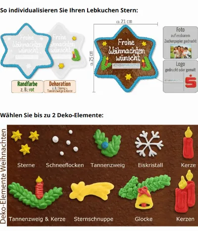 Individueller Lebkuchen - Stern, 25cm