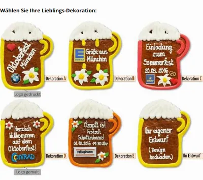 Bierkrug aus Lebkuchen, 23cm - optional mit Logo