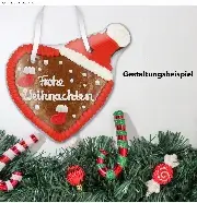 Lebkuchen Herz Rohling mit Nikolausmütze 16cm