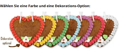 Lebkuchenherz mit Wunschmotiv auf vollflächigen Folienaufkleber,  14cm