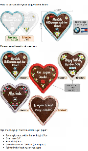 Gingerbread Hearts, 30cm - optional with Logo