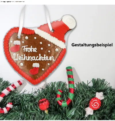 Lebkuchenherz mit Mütze, Rohling mit Rand 20cm
