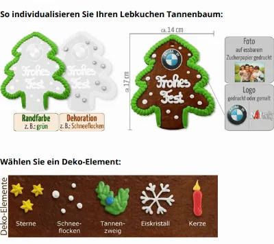 Lebkuchen Tannenbaum, individuell 17cm