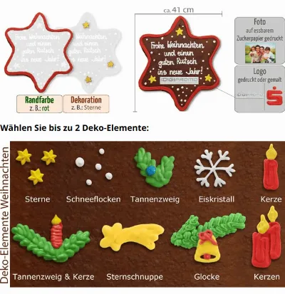 XXL Lebkuchen Stern individuell, 41cm