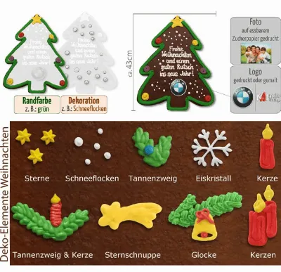 XXL Lebkuchen Tannenbaum individuell, 43cm