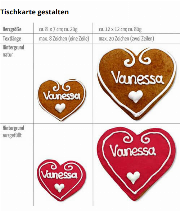 Lebkuchenherz Tischkarte Vanessa