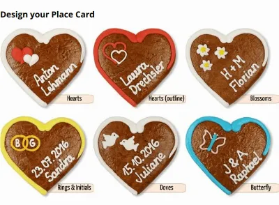 Place card heart made of gingerbread, 12cm