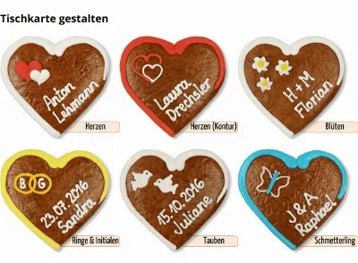 Tischkarte Herz aus Lebkuchen,  12cm