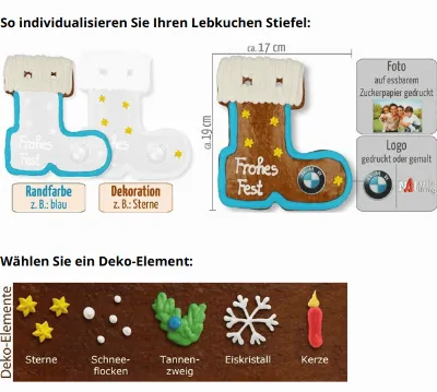 Lebkuchen Weihnachtsstrumpf, individuell 19cm