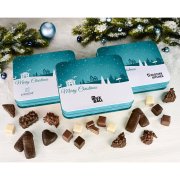 "Merry Christmas" Metal Tin with Cookies - personalized with logo