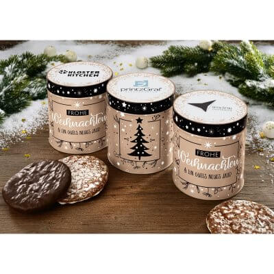 Elisen-Lebkuchen Blechdose "Weihnachtsbaum" - individuell mit Logo