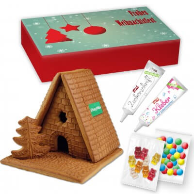 Gingerbread house complete set L in printed advertising box, logo optional