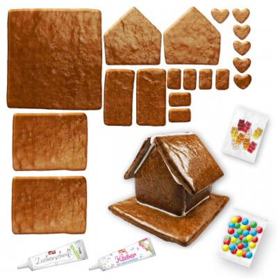 Gingerbread house kit L with decoration and icing