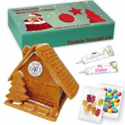 Gingerbread house kit L in a personalized advertising box, logo optional