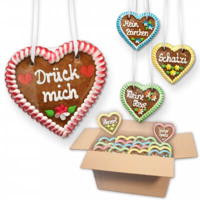 Gingerbread Heart Mixed Box - 12cm - Classic- various phrases