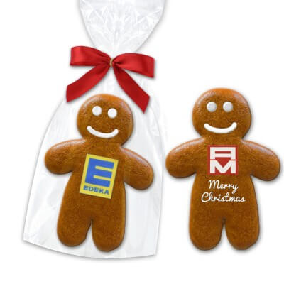 Gingerbread man with individual lettering - logo optional, 20cm