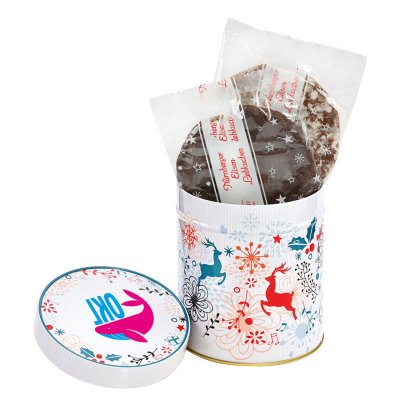 Christmas tin Rudolf Reindeer - printed with logo