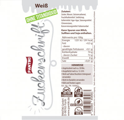 Pantiki Zuckerschrift weiß 24g - Tube