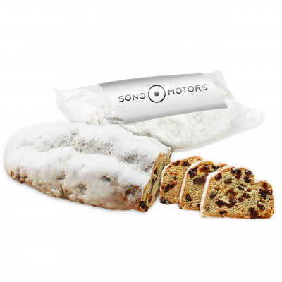 Butter and almond stollen with advertising label, 750g