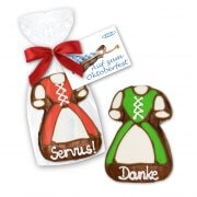 Dirndl aus Lebkuchen,  11cm - mit personalisierter Werbekarte