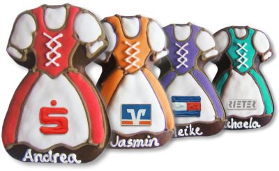 Gingerbread Dirndl, 11cm - bulk order optional with Logo