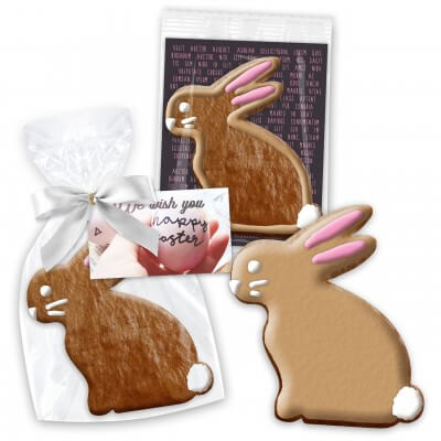 Easter cookie rabbit sitting about 12cm with advertising card