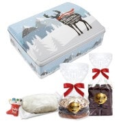 Winter landscape gift chest with reindeer