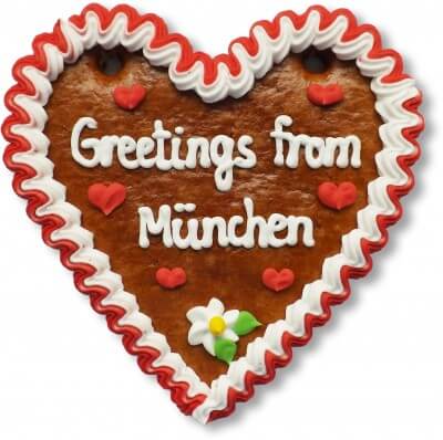 Greetings from München - Gingerbread Heart 14cm