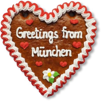 Greetings from München - Lebkuchenherz 14cm