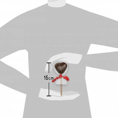 Size representation of the chocolate heart Lollipop