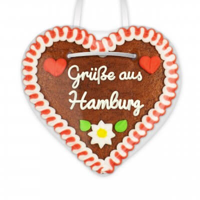 Grüße aus Hamburg - Lebkuchenherzen 12cm