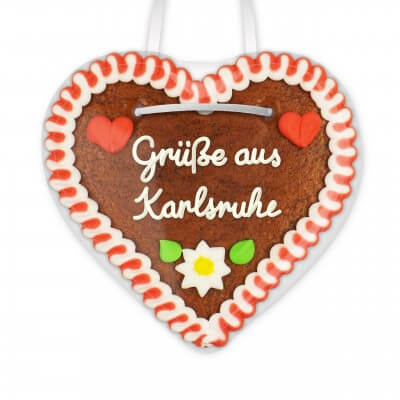 Grüße aus Karlsruhe - Lebkuchenherzen 12cm