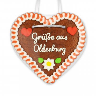 Grüße aus Oldenburg - Lebkuchenherzen 12cm