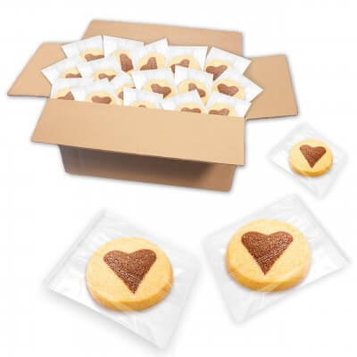 Chocolate hearts shortbread, individually wrapped - approx. 175 pieces