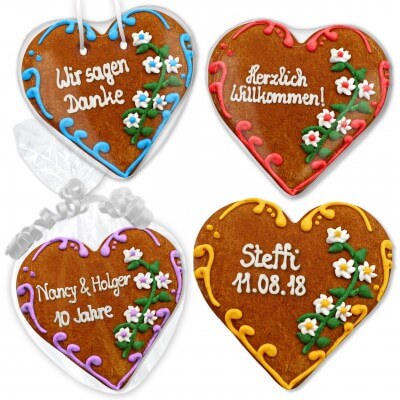 Gingerbread heart Jana as an invitation card 16cm