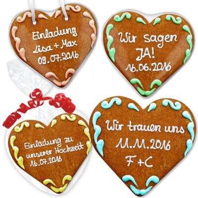 Customizable gingerbread heart as an invitation 16cm