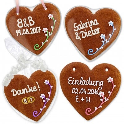 Wedding invitation Ramona gingerbread heart 16cm