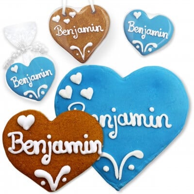 Gingerbread heart Benjamin wedding table card 8cm or 12cm