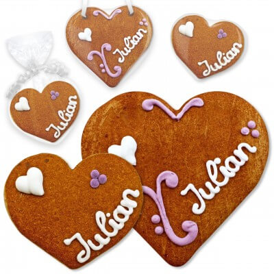 Place card gingerbread heart Julian 8cm or 12cm