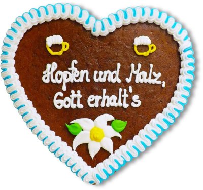 Hopfen und Malz, Gott erhalt's - Lebkuchenherz 23cm