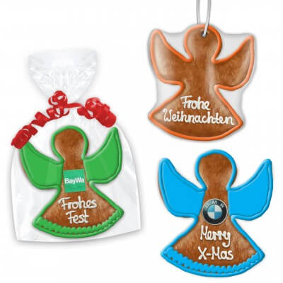 Engel aus Lebkuchen optional mit Logo, 20cm