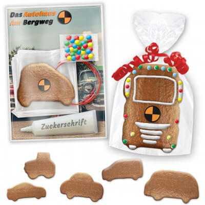 Personalisierbares Lebkuchen Bastelset Auto & LKW- Inkl. Karte und Logo optional