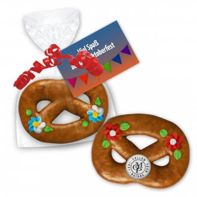 Mini gingerbread pretzel - 8cm, with advertising card - optional with logo