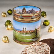Lebkuchen Dose im Nürnberger Stadt-Design mit Schokoladen und Zucker glasierten Elisen Lebkuchen