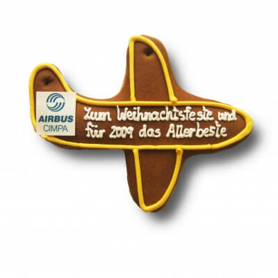 Gingerbread aeroplane individual, 18cm - optional with logo