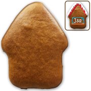 Lebkuchen Haus 2D Rohling 9 cm mit Gestaltungsbeispiel