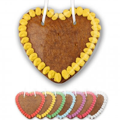 Lebkuchen Herzen Rohlinge zum selbst Gestalten, 14cm - Randfarbe wählbar