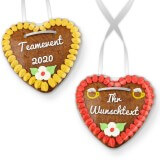 Personalize gingerbread heart with your own text 14cm